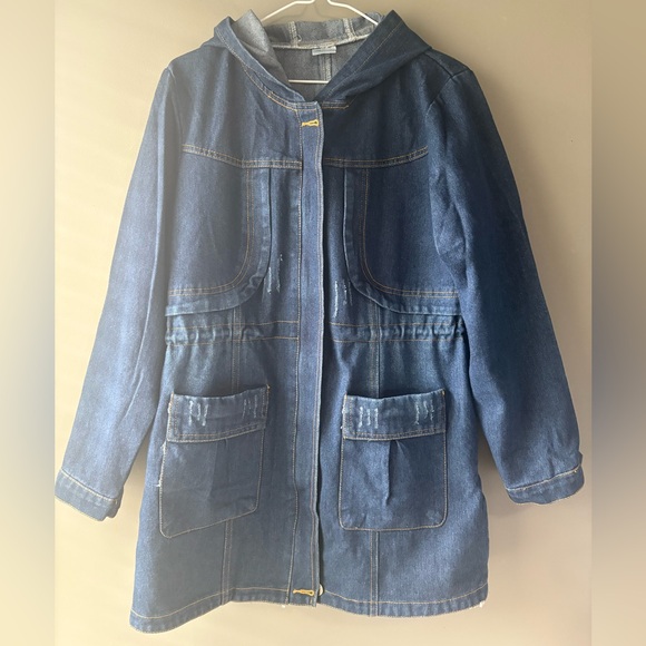 Huidan Denim Hooded Jacket | Women’s Size 8 | Utility Country Western Style - Picture 5 of 12